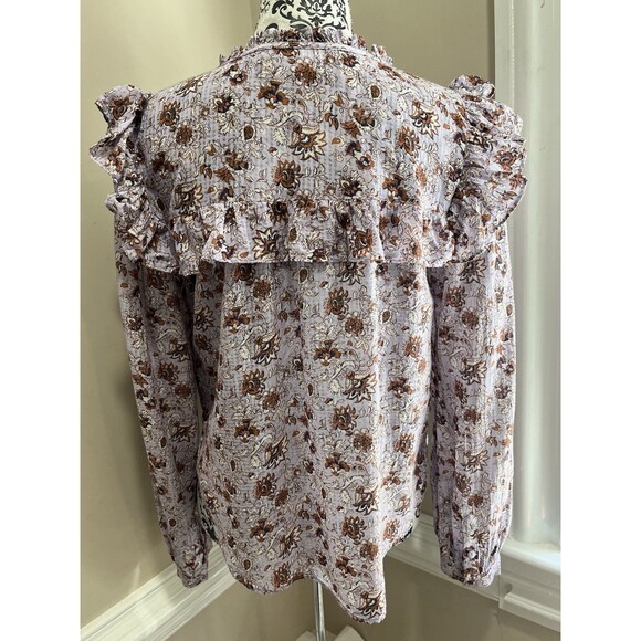 Womens Veronica Beard Viveca Top Med Floral Lavender Multi Cottagecore Boho - Picture 8 of 15